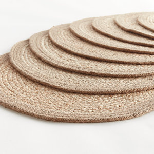 Hot Selling Natural Best Seller Tresse Artisan Jute Coil <b>Round</b> <b>Placemats</b> with Taupe Border (Set of 8) Bedroom Floor Mat Area Rug - Product Image 3