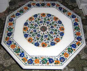 Producto hecho a mano diseño con incrustaciones de mármol blanco con hermosa mesa de diseño floral para decoración de mesa de comedor de hogar y Hotel - Product Image 4