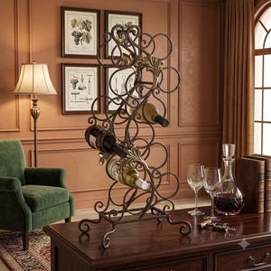 Porte-bouteilles moderne en fer forgé, support de rangement décoratif pour bar à domicile, étagère réglable en métal sur mesure pour table - Product Image 4