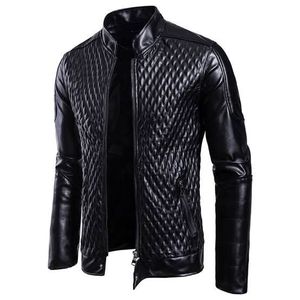 <b>Men's</b> Brown PU <b>Leather</b> Hooded Moto <b>Jacket</b> Zipper Closure Solid Color Slim Fit Windproof Autumn Wear - Product Image 6