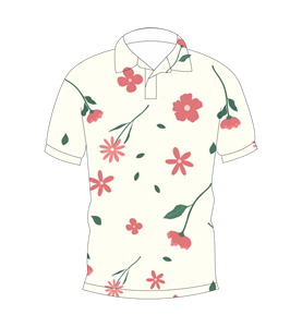 Men’s <b>White</b> Pink Floral Print <b>Polo</b> Shirt Short Sleeve Casual Summer Fashion Top - Product Image 1
