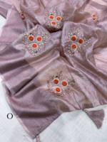 Ensemble de chemisier en organza de soie brodé de fleurs roses, vêtements de fête pour femmes, printemps été