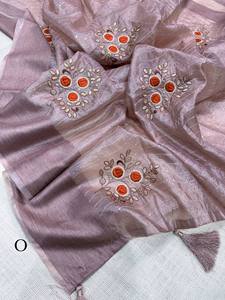 Rosa Formelle Blumen-Bestickte Organza-Seidenbluse Set Transparente Partykleidung für Damen Frühling Sommer - Product Image 5