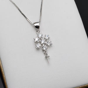 S925 Silver <b>Pearl</b> Jewelry DIY Accessories Semi Finished Fine <b>Pendants</b> <b>Charms</b> Empty Tray Personalized Head Snowflake <b>Pendant</b> for - Product Image 3