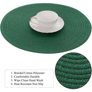 Juego de Manteles Individuales Trenzados de Algodón y Poliéster Verde Oscuro de 15 Pulgadas, 6 Piezas, Lavables, para Mesa de Cocina, Comedor, Navidad - Product Image 2