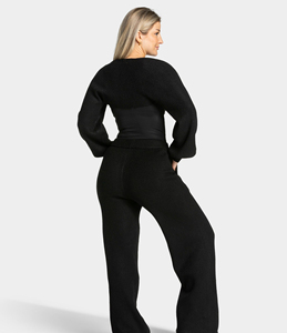 Pantalones Deportivos de Cintura Alta para Mujer, con Contraste de Color, Holgados, Estilo Flare, con Cordón Ajustable - Product Image 2