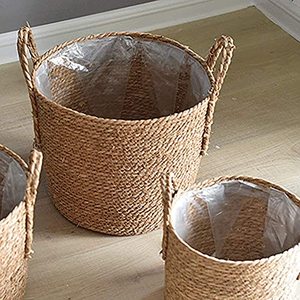 Pots à fleurs et paniers de rangement multifonctionnels en tissu tissé à la main, écologiques, pliables, vases - Product Image 4