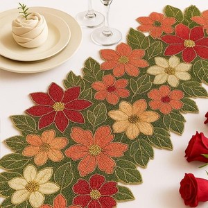 <b>Black</b> Gold Embroidered Luxury Floral Table <b>Runner</b> Rectangle Fabric Mats Handmade Eco-Friendly Durable Glam Design - Product Image 6