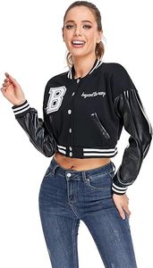 Blouson universitaire court unisexe avec logo personnalisé, patch brodé en chenille américaine, motif baseball vintage, lettres pour femme - Product Image 2