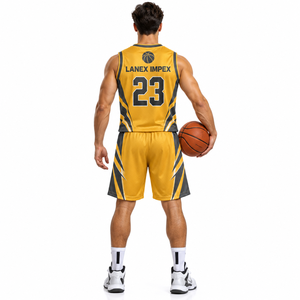 Ensemble Maillot et Short de Basketball Doré pour Hommes – Tenue de Sport Personnalisée avec Logo et Numéros – Vente en Gros Direct Usine - Product Image 4