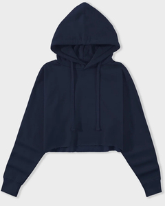 Plus Size Women's <b>Navy</b> Blue Cropped Hooded <b>Sweatshirt</b> Hoodie Regular Sleeve Casual Winter Streetwear - Product Image 1