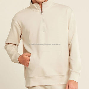 Sweat-shirt en coton bambou pour hommes Pull demi-zip Sweat-shirt en molleton bio pour hommes Quarter Zip Sweats à capuche unisexe Pulls pour hommes - Product Image 6
