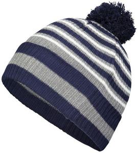 Bonnet d'hiver tricoté personnalisé en gros avec pompon, à revers rayé, chaud en acrylique, unisexe, pour le ski et les activités de plein air - Product Image 3
