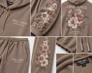 ชุดวอร์มผู้หญิง ONE APEX สีเทาอมน้ำตาล ผ้าฟลีซแห้งเร็ว พร้อมฮู้ด กางเกงขายาวทรงหลวม ผ้าฝ้ายพรีเมียม สไตล์ลำลองแนวสตรีทแวร์ - Product Image 4