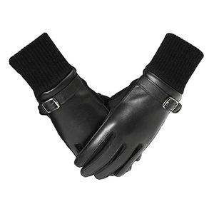 Gants en cuir Mazafy noirs, à doigts complets, longueur poignet, non doublés, thermiques, respirants, pour détection par détecteur de métaux, usage quotidien, style uni - Product Image 3