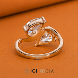 Anillo Toi Et Moi con Dos Diamantes Cultivados en Laboratorio, Corte Pera de 2 Quilates, Anillo de Compromiso - Product Image 4