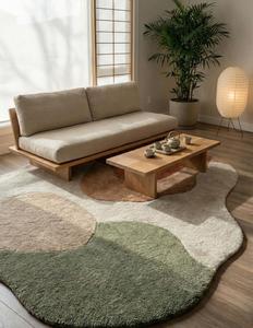 Luxury Modern <b>Abstract</b> Regular Area Rug Soft Hand Tufted Wool Anti-Slip Medium Pile for Living Room Bedroom Decor - Product Image 6