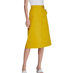 Fabricante de Ropa de Moda Personalizada OEM ODM, Falda Midi Elegante de Tela Suave Tejida en Línea A para Mujer al por Mayor - Product Image 6