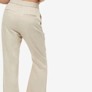 Service OEM ODM acceptable, pantalon évasé uni de couleur unie avec poches arrière et taille haute élastique, nouveau style de pantalon évasé - Product Image 5