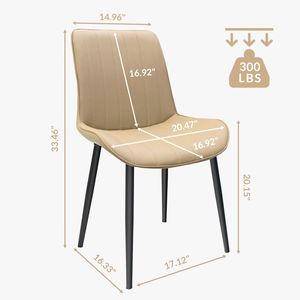 Set di 4 Sedie da Pranzo Senza Braccioli in Pelle PU Marrone con Motivo Ondulato e Gambe in Metallo per Cucina, Ristorante, Soggiorno - Product Image 2