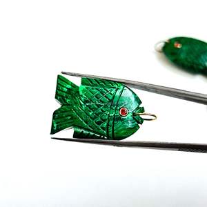 Pendentif Poisson en Malachite AAA, Argent 925, Fait Main, Breloque Poisson en Pierre Précieuse, Collier Sculpté à la Main, Cristal de Guérison, Fabrication de Bijoux, Vente en Gros - Product Image 1