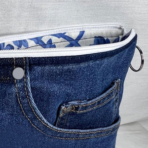 Mini porte-monnaie en tissu jean, portefeuille compact pour cartes, porte-billets portable, accessoire de mode pour femmes et hommes, mini portefeuille en jean - Product Image 4