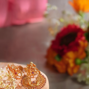 Fashion Earrings Matte Chandbali Style Laxmi Earrings - Product Image 3