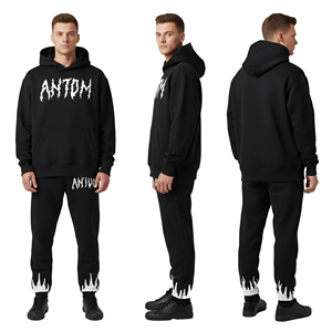 Ensemble de survêtement décontracté pour homme et unisexe de haute qualité, pantalon de survêtement et sweat-shirt à capuche léger 100% coton, logo personnalisé - Product Image 1