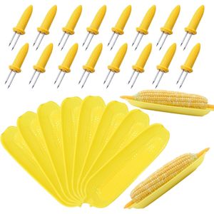 Set di 16 Supporti per Pannocchie di Mais, 8 Piatti in Acciaio Inox per Servire il Mais con Stile - Product Image 1