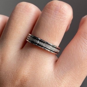 Anillo de Diamantes Cultivados en Laboratorio Minimalista, Doble Hilera, Plata de Ley 925, Anillo de Boda Apilable para Mujer y Hombre - Product Image 3