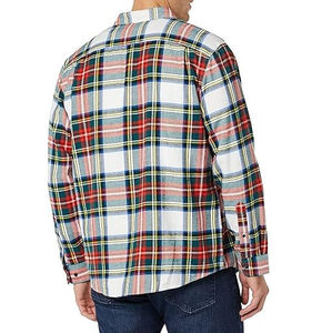 เสื้อเชิ้ตผู้ชายลายสก็อต แขนยาว ผ้าฝ้าย 100% คอปกพับได้ สวมใส่สบาย ระบายอากาศดี เหมาะสำหรับฤดูใบไม้ร่วง - Product Image 4