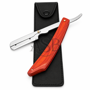 Pakka Wooden Handle Barber <b>Razor</b> Stainless Steel <b>Blade</b> Custom Logo Shaving Instrument <b>Straight</b> Edge OEM - Product Image 5