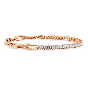 AMBER JEWELS Bracelet Tennis de Luxe Plaqué Or 10K, Pierre Naturelle Taille Brillant, Sertissage en Canal, Design Géométrique, Unisexe - Product Image 2