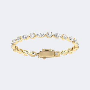 9.24CTW 18K <b>Gold</b> Lab Grown Marquise & Round Prong-<b>Set</b> Diamond Vintage Tennis Bracelet for Certified - Product Image 1