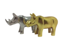 Statue de rhinocéros en métal de luxe fabriqué à la main Style Feng Shui moderne décoration de la maison dessus de Table Figurine de bureau Sculpture artisanale