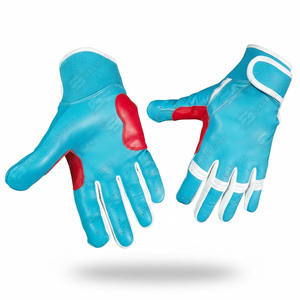Gants de frappe bleu clair pour attrape-softball robustes Nouvelle conception de baseball unique Manchette courte Matériau en cuir doux et confortable - Product Image 1