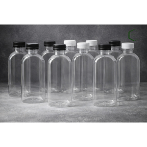 220ml for Clear PET <b>Plastic</b> Square Bottle for Beverage Juice Tea Packaging with Screw <b>Cap</b> OEM Factory Direct From Vietnam - Product Image 1