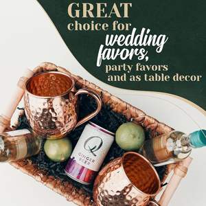 Ensemble de 8 tasses à Moscow Mule en cuivre, 16 oz, qualité alimentaire, 100% cuivre pur, fabriquées à la main avec finition martelée laquée, prise en main solide - Product Image 3