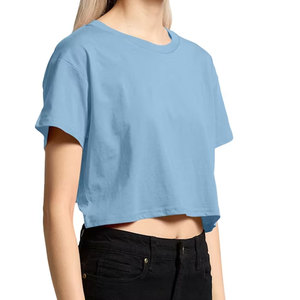 <b>Women</b> Crop Top T-<b>Shirt</b> Summer <b>Beach</b> Style Short Sleeve Crewneck Breathable Plain Solid Casual Crop T <b>Shirt</b> - Product Image 3