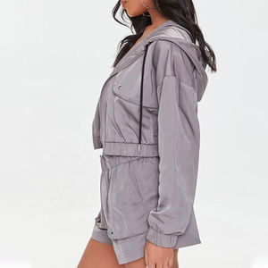 Conjunto Corto de Chaqueta Cortavientos Informal para Mujer, Invierno, Color Sólido, con Cuello Alto, Ligero, Transpirable, para Correr y Hacer Ejercicio - Product Image 6