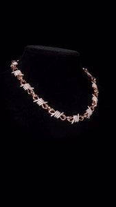 Collar de Oro Rosa Chapado con Cristales de Laboratorio S925, Cadena de Eslabones Geométricos, Estilo Punk, Joyería Unisex para Fiesta - Product Image 2