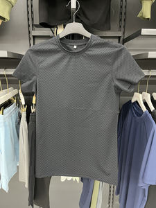 Men's <b>Black</b> Short Sleeve Compression <b>T</b>-<b>Shirt</b> Slim Fit Quick Dry O-Neck Knitted Polyester Casual Muscle <b>Shirt</b> - Product Image 2