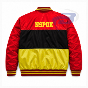 Chaqueta de carreras bordada para mujer de la hermandad NSPDK, ropa griega vintage, chaqueta de carreras roja y amarilla para mujer - Product Image 3