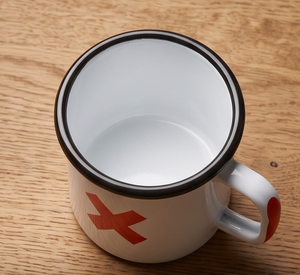 White Iron Enamel <b>Mug</b> Bold Red Cross Graphic Print Metal Coffee Cup Wholesale Direct Factory Partner Market Global Hub Source - Product Image 5