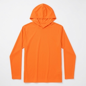 Wholesale <b>Men</b> Orange Hooded Long Sleeve <b>Sweatshirt</b> Solid Color Casual Knitted Regular Fit High Quality - Product Image 2
