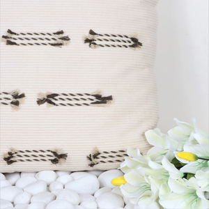 Hand Tufted Texture Boho Ivory and <b>Green</b> Stripe Fringe Cushion <b>Cover</b> Handmade Decorative Pillow Case for <b>Sofa</b> Bedroom Living Roo - Product Image 5