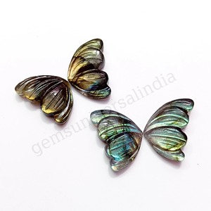 Natural Labradorite <b>Butterfly</b> Shape Carved Gemstone 23mm Smooth Briolette Loose Stone <b>Charm</b> For Jewelry Making Wholesale Bulk - Product Image 2