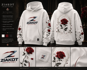 Sudadera con Capucha Unisex ZIAKOT de Algodón Grueso con Estampado Digital de Rosa Roja en la Parte Delantera, Estilo Flow With Purpose, Ropa Urbana para Adultos, Otoño - Product Image 1