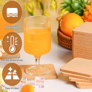 Posavasos cuadrados de corcho, resistentes al calor, diseño sólido marrón, juego de 6. - Product Image 5