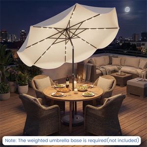 Sombrilla de Patio para Exteriores de 10 Pies, Color Beige, con 24 LED y Energía Solar, Resistente a la Intemperie - Product Image 2
